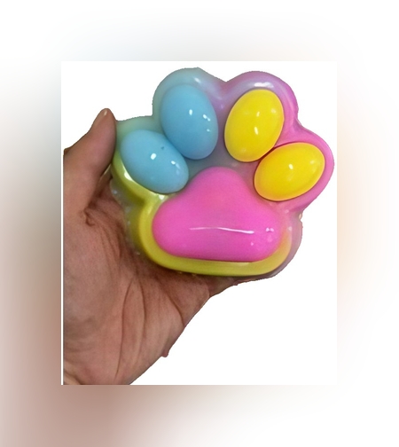 Jucarie Antistres Squishy, Flippy, cu Revenire Lenta, Squeeze Pinch Family, Model Cat Paw, 12.5x10.5 cm, 220g, Ambalaj Transparent, Model 027, Multicolor