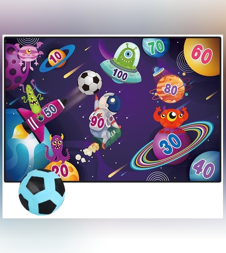 Set de Fotbal Flippy, Joc Recreativ pentru Copii, Model Extraterestrii, Minge cu scai, Poarta din Material Textil, 150 x 100 cm