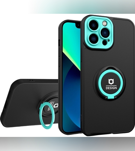 Husa Eagle Eye cu Stand pentru Apple iPhone 12 (6.1) Negru/Turcoaz, Suport Auto Magnetic, Protectie Antisoc, Flippy