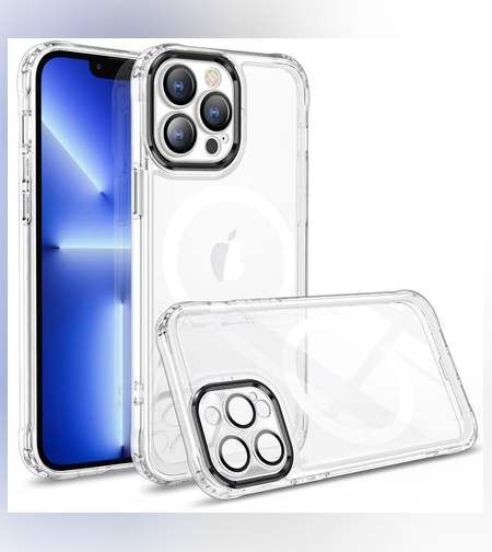 Husa MagSafe Silicone pentru iPhone 12 Pro Max, Flippy, Transparenta, Magnetica, Extra Protectie Camera Negru