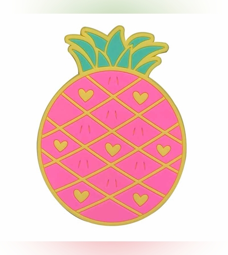 Suport pentru Pahar, Flippy, Model Ananas, din PVC, 12 x 9 cm, Rezistent la Caldura, Roz