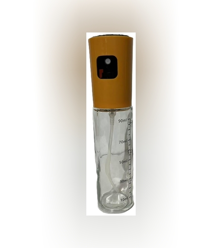 Pulverizator Ulei, Otet, Flippy, din Sticla, 100 ml, Reincarcabil, 18.3 x 4.3 cm, Masura 90 ml, Capac Mat, Galben
