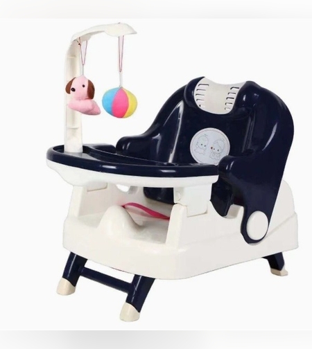 Scaun pentru Copii 2 in 1, Flippy, pentru Servit Masa si pentru Baie, Multifunctional, Pliabil, Portabil, din Plastic, Spatar Reglabil, 58 x 39 cm, Albastru