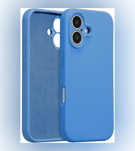 Husa de Protectie, Flippy, pentru iPhone 16 Plus, Liquid Silicone, cu Microfibra pe Interior, Protectie Antisoc, Compatibil Incarcare Wireless, Albastru