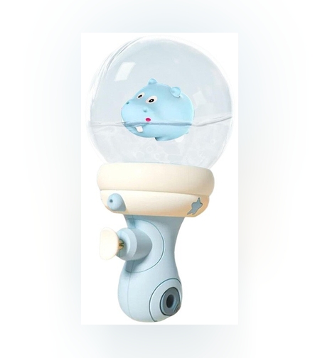 Pistol cu Apa pentru Copii, Flippy, Multifunctional, Capacitate 300 mL, Model Hipopotam, 9x9x17cm, Plastic, Albastru