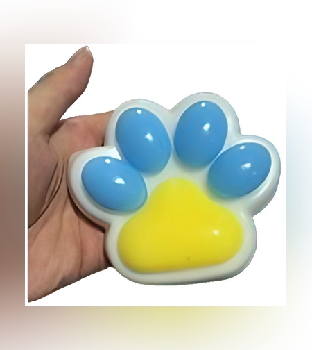 Jucarie Antistres Squishy, Flippy, cu Revenire Lenta, Squeeze Pinch Family, Model Cat Paw, 12.5x10.5 cm, 220g, Ambalaj Transparent, Model 019, Multicolor