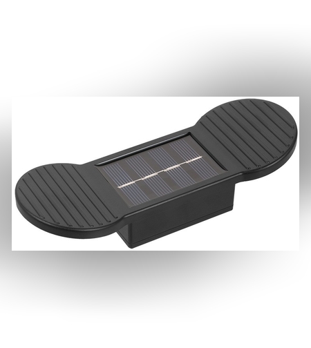 Aplica solara LED Flippy, ABS/Policarbonat, rezistenta la apa IP65, 2 LED-uri SMD, pentru perete, scari, 1.2V, 600mah, 16 x 5.9 x 3.3  cm, lumina alb cald, negru