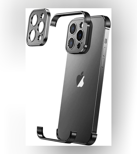 Husa Metalica Edgeless Compatibila cu iPhone 16, Flippy, Protectie pentru Colturi si Camera, Aliaj Aluminiu, Antisoc, Antizgariere, Negru
