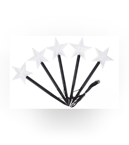 Set 5 Lampi LED cu baterii, de exterior Model Stea, pentru gradina, Flippy, 35.5 cm, Alb Cald