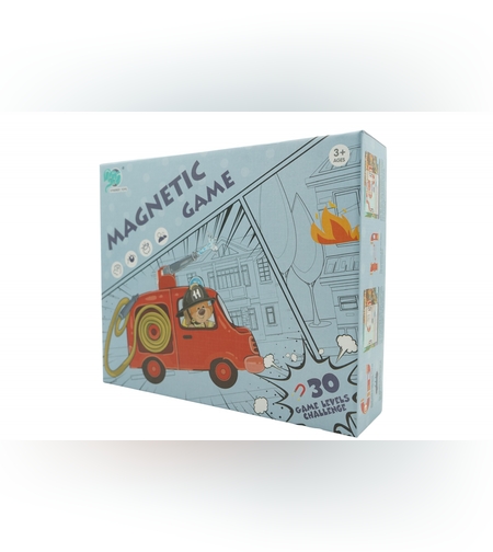 Joc educativ magnetic de interconectare, micul pompier, 15 nivele, 9 carti, pentru copii, +3 ani, multicolor