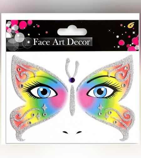Sticker Temporar pentru Fata, Flippy, pentru Machiaj, Face Art, Halloween, Teatru, Model Fluture, Multicolor