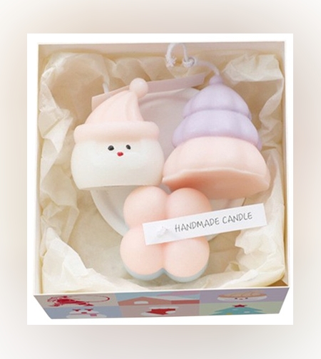 Lumanari Parfumate de Craciun, Flippy, Gift Box Set cu 3 Lumanari Aromaterapie, 11 x 11 x 7.5 cm, Roz