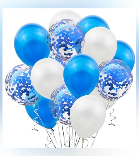 Set 15 baloane pentru petrecere, Flippy, albastru/ alb, 30 cm