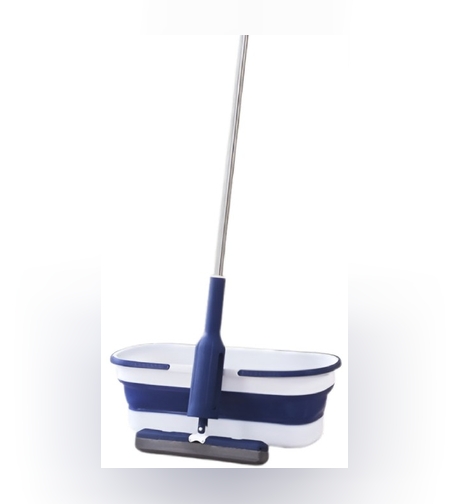 Set Mop Telescopic cu Galeata Pliabila, Flippy, Albastru, 32 cm, Maner Reglabil 140 cm, Sistem de Stoarcere Eficient