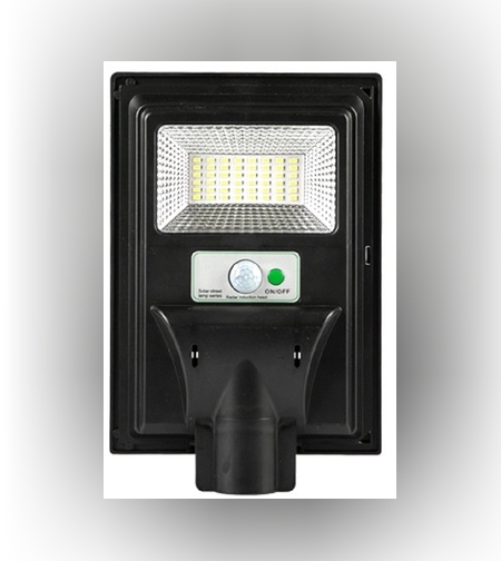 Lampa solara stradala Flippy, cu telecomanda, senzor de miscare si lumina, suport prindere, 48 LED-uri, IP65, ABS, 5AH, 50W, temperatura culoare 6500K, 28.5x18.8x5 cm, autonomie 10-12 ore, negru