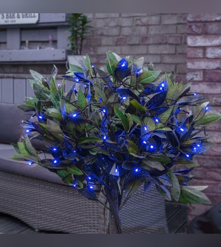 Instalatie de Craciun liniara Yoto, 17 m, din care 1 m cablu priza 220V, 200 LED, 8 jocuri de lumini, controler, fir negru, albastru