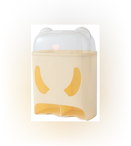 Cutie de Depozitare, Flippy, Montare Perete, Adeziv, Fara Perfoare, din ABS, Model Urs, 18 x 11 x 25 cm, Crem