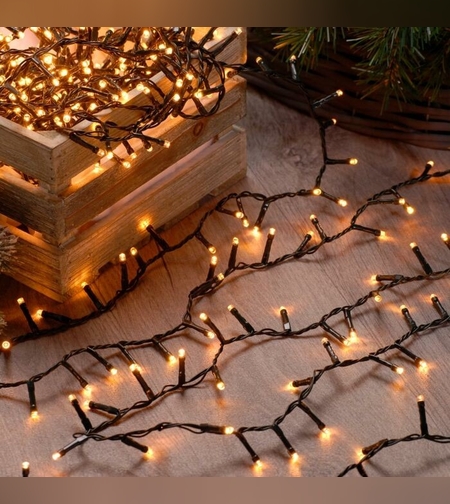 Instalatie Craciun, 20 metri, 200 de LED-uri, alb cald, cu energie solara, fir de cupru, liniar, interior/exterior, Flippy