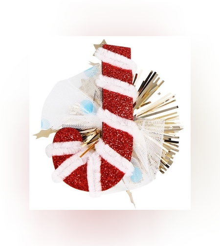 Agrafa de Par, Flippy, Tema Craciun, Model Acadea, din Panza, 9.5 x 8.2 cm, Multicolor