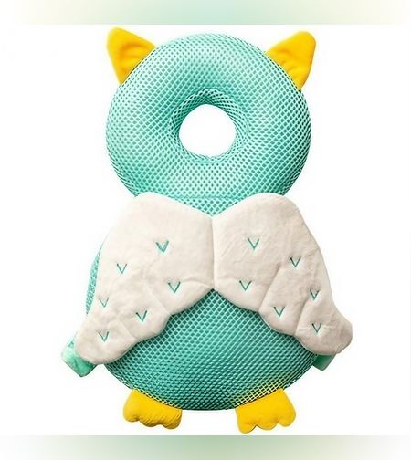 Perna tip Rucsac pentru Protectia Capului, Flippy, Tetiera tip Bufnita, Design tip Plasa, pentru Bebelusi, 33x6x19 cm, 180 g, Albastru