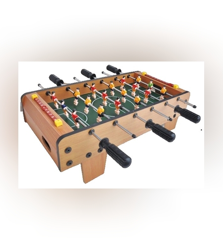 Masa de Fotbal cu Teren, Flippy, cu Picioare Scurte, 6 Manere, Tablou de Scor, 50 x 25 x 18 cm, din Lemn/Otel/ABS, Maro