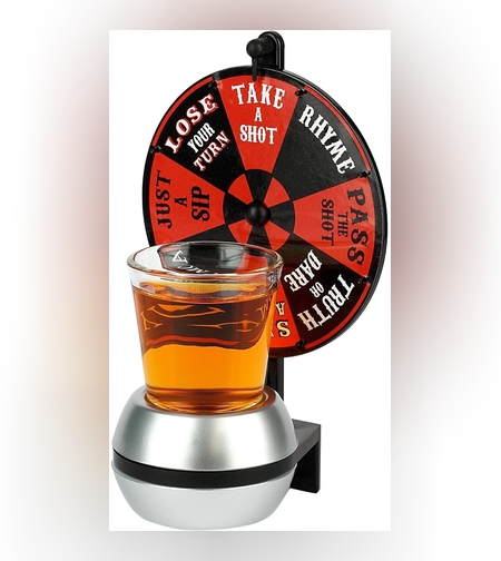 Joc roata cu shoturi Flippy, pentru petrecere, 16 x 10 x 7 cm, pahar inclus