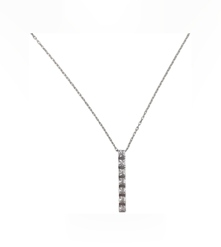 Colier Argint 925, Bagheta cu Zirconii 40 cm