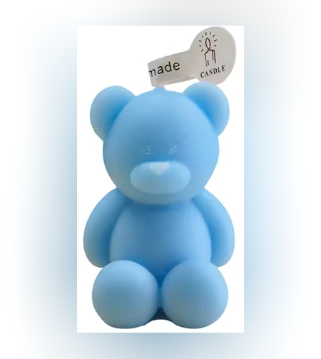 Lumanare Parfumata, Flippy, Model Ursulet, Albastra, 5.5x3.6x4 cm