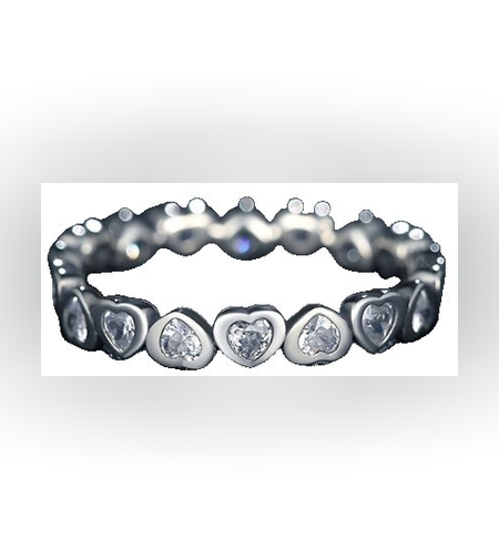 Inel Argint 925 Circular Inimi cu  Pietre M55