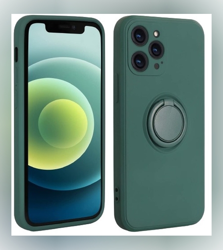 Husa protectie Flippy compatibila cu Samsung Galaxy A71 Liquid Silicone Ring cu suport rotativ Verde