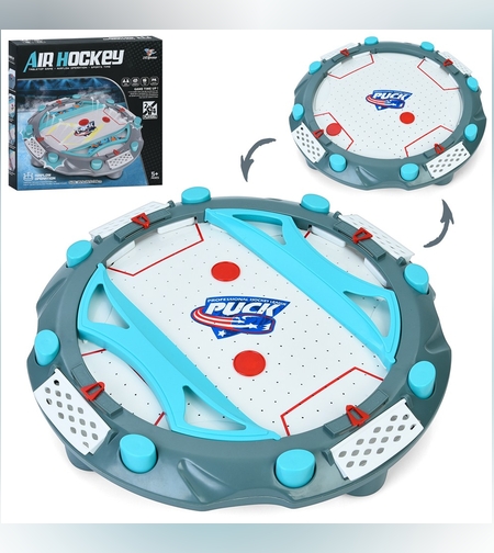 Masa Air Hockey, Flippy, cu Tabela de Scor, 2 Pucuri, Fara Picioare, din ABS, pentru Adulti/Copii +5 Ani, 35.5 x 7.8 x 35.5 cm, Gri