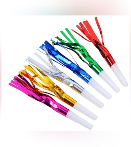 Set 6 Fluiere Party cu Franjuri, Flippy, din Plastic, Multicolor