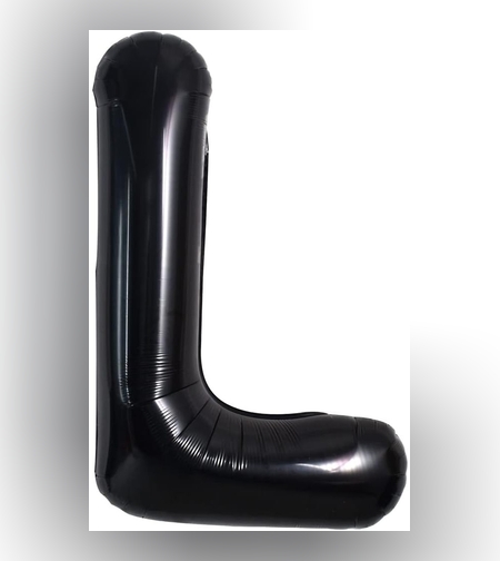 Balon Folie Metalizata Litera L, Flippy, 40 cm, Umflati cu Heliu sau Aer, Ambalaj Individual, Pai inclus, Negru