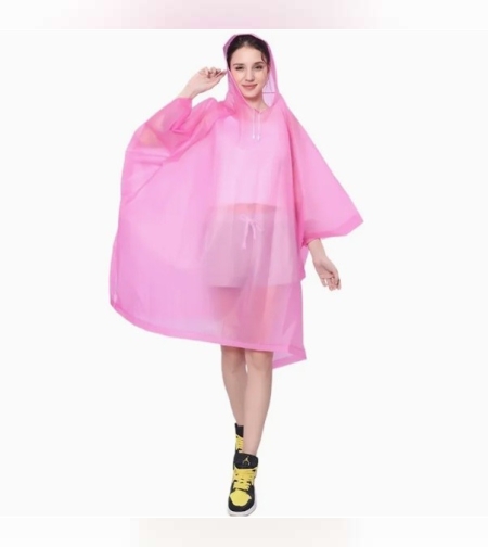 Pelerina de Ploaie, Flippy, pentru Adulti, EVA, Tip Poncho, Impermeabila, Rezistenta la Vant, Capse Laterale, 160 g, Roz