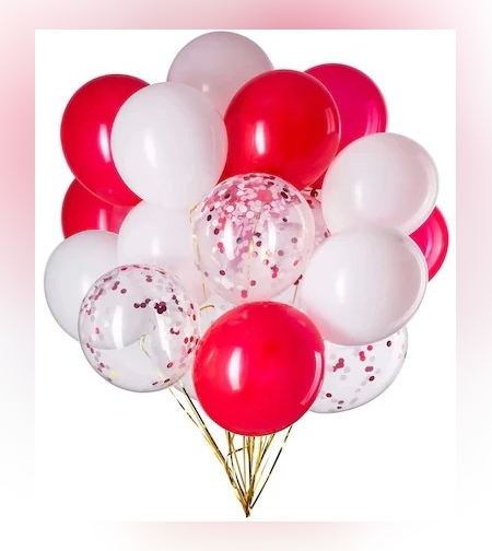 Set 15 baloane pentru petrecere, Flippy, alb/rosu, 30 cm