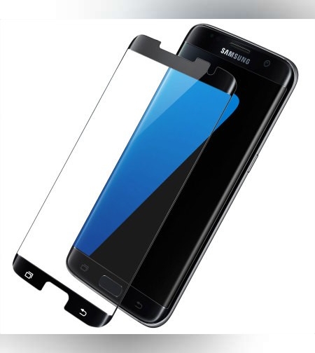 Folie Sticla Securizata pentru Samsung Galaxy S7, Full Face V2, Transparenta HD, lipici pe margine, 9H, Negru