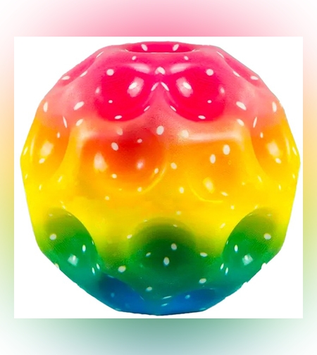 Minge Saltareata Hiperelastica, Flippy, Space Moon Ball foarte Elastica, Antistress pentru Copii, Diametru 66 mm, Multicolor Galben