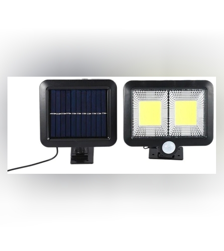 Lampa solara Flippy cu senzor de miscare, 108 COB LED, 2 grile, ip65, negru