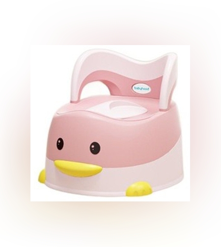 Olita pentru Copii, Flippy, +6 luni, Detasabila, cu Capac, Antiderapanta, din Plastic, Colac Moale, Model Ratusca, 38x32x30 cm. Roz