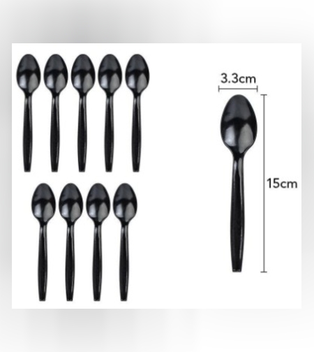Set 10 Linguri de unica folosinta 15 x 3.3 cm, negru