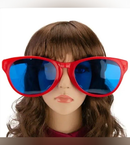 Ochelari Deghizare, Flippy, Marime Exagerata, din Plastic, 26 x 9 cm, Rosu