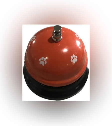 Clopotel Metalic Multifunctional, Flippy, Rosu cu Imprimeu Labuta Alba, 7.5 x 7.5 x 6.5  cm, Dresaj, Receptie, Restaurante