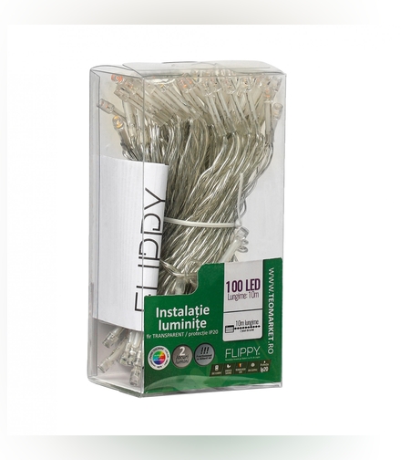 Instalatie de Craciun cu Baterii Tip Liniar, 2 jocuri de lumini, Fir Transparent 10 m 100 LED -uri, Multicolor