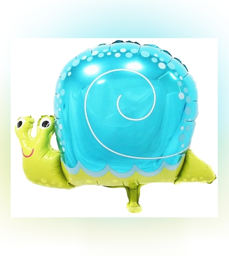 Balon din Folie Metalizata, Flippy, Figurina Melc, Tema Animalute, 30 cm, Ambalaj Individual, Pai Inclus, Umflare cu Aer sau Heliu, Albastru