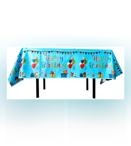 Fata de Masa, Flippy, din Folie, Imprimeu Happy Birthday cu Baloane, 137 x 183 cm, Albastru