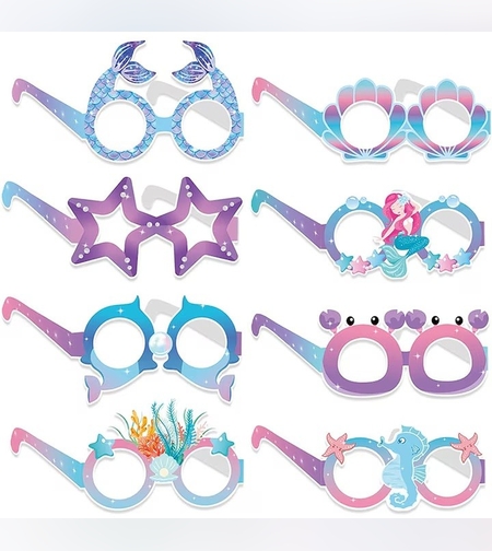 Set 8 Perechi de Ochelari Sirena, Flippy, Colectia Mermaid, Multicolor