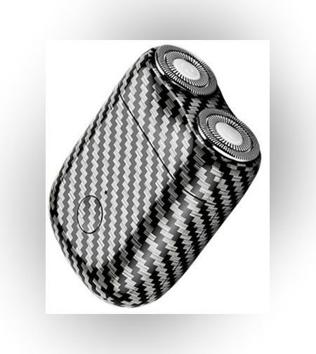 Mini Aparat de Ras Electric, Flippy, din ABS cu Fibra de Carbon, Portabil, Cap Rotativ Detasabil cu 2 Lame de Otel, Rezistent la Apa, Incarcare Type-C, Autonomie 45 min, Alb/Negru