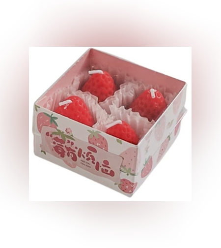 Set 4 Lumanari Parfumate, Flippy, Model Capsunici, Ardere 30 min, 52g, 6.3 x 6.3 x 3.8 cm, Rosu