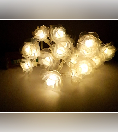 Instalatie de Craciun cu Baterii Tip Sir 2.5 m 20 LED -uri Flori Alb Cald