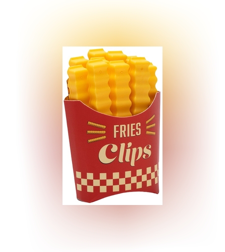 Set 12 Clipsuri de Etansare, Flippy, pentru Pungi Alimentare, Condimente, Suport cu Magnet, Model Cartofi Prajiti, din Plastic, Multicolor